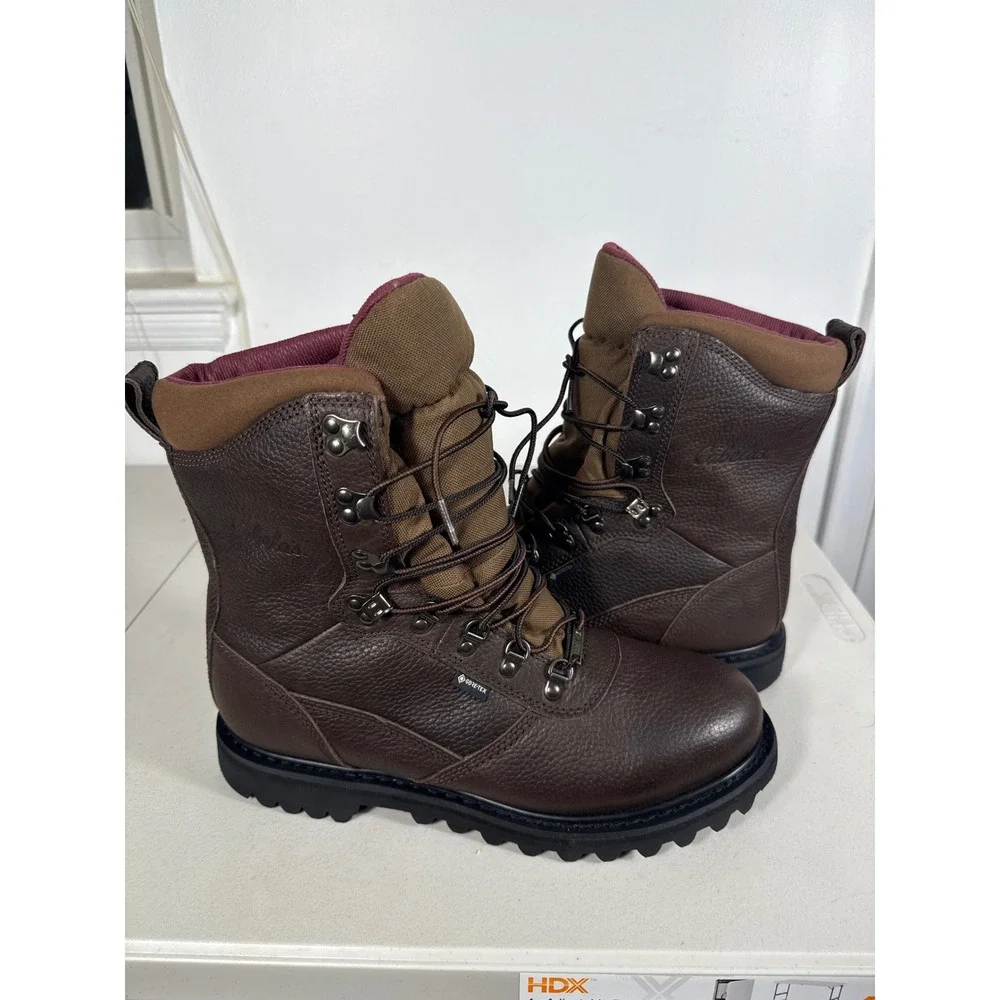 Cabelas Mens Gore-Tex Hunting Boots Brown Leather Waterproof Hiking 8000057
